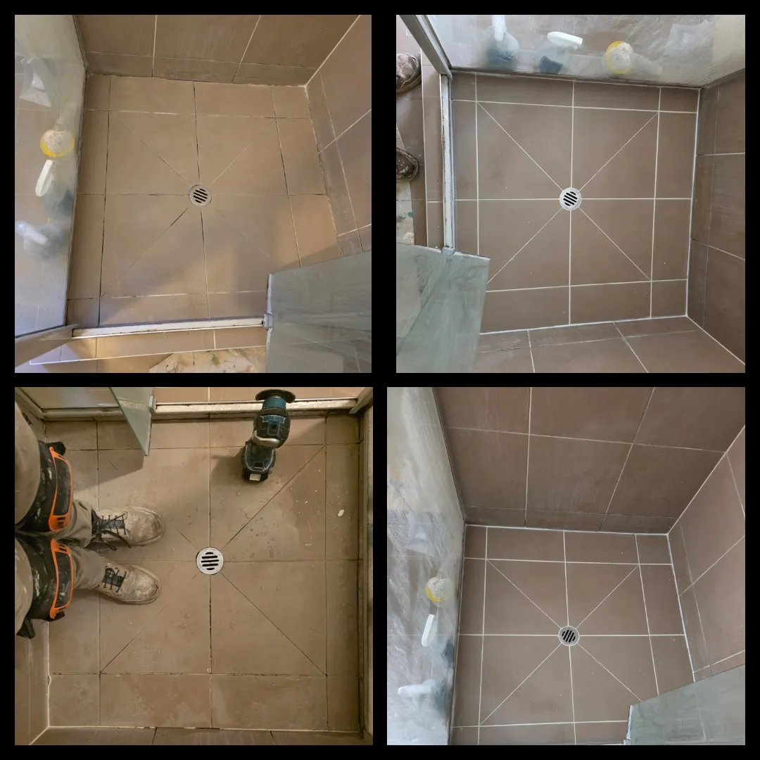 Shower re-grout 4-stage process
