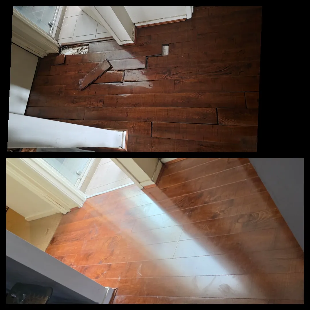 Water damaged subfloor requiring repair