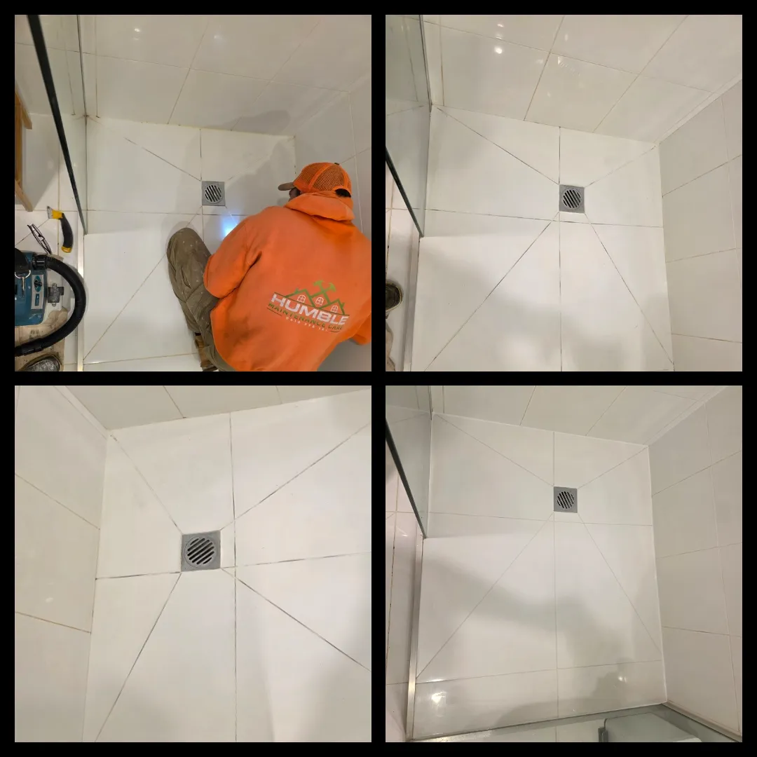 Shower floor re-grout by Humble team