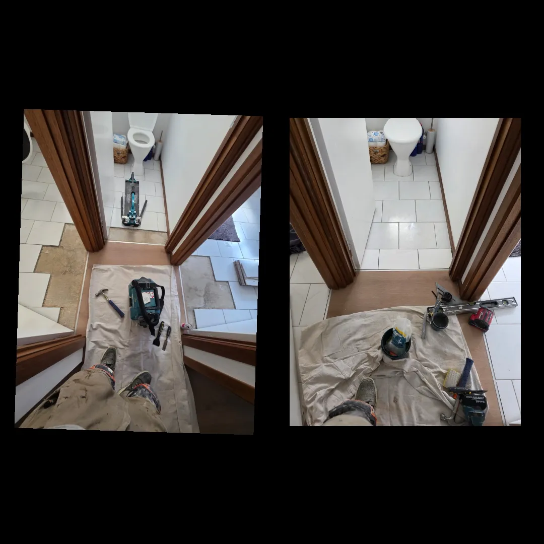 Bathroom floor tiling before and after